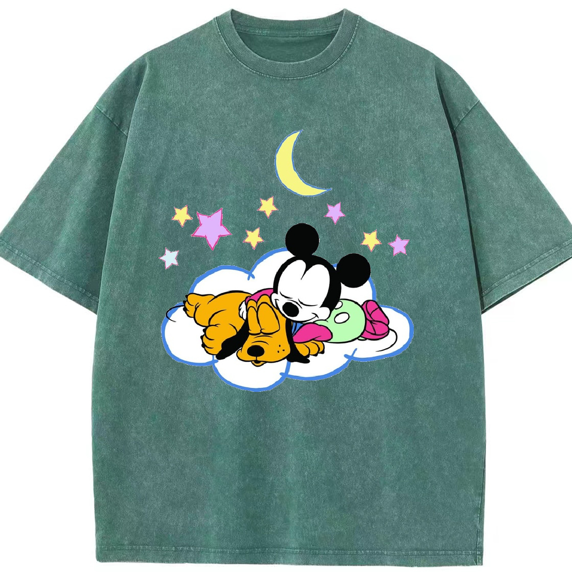 （画像用） ミッキーマウス Mickey Mouse 綿100% ヴィンテージ風 半袖Tシャツ（フロントプリント）